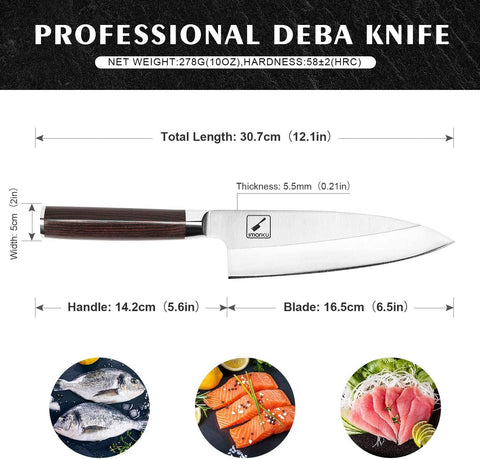 imarku deba knife 7-inch bone breaking visual enables quick fish breakdown
