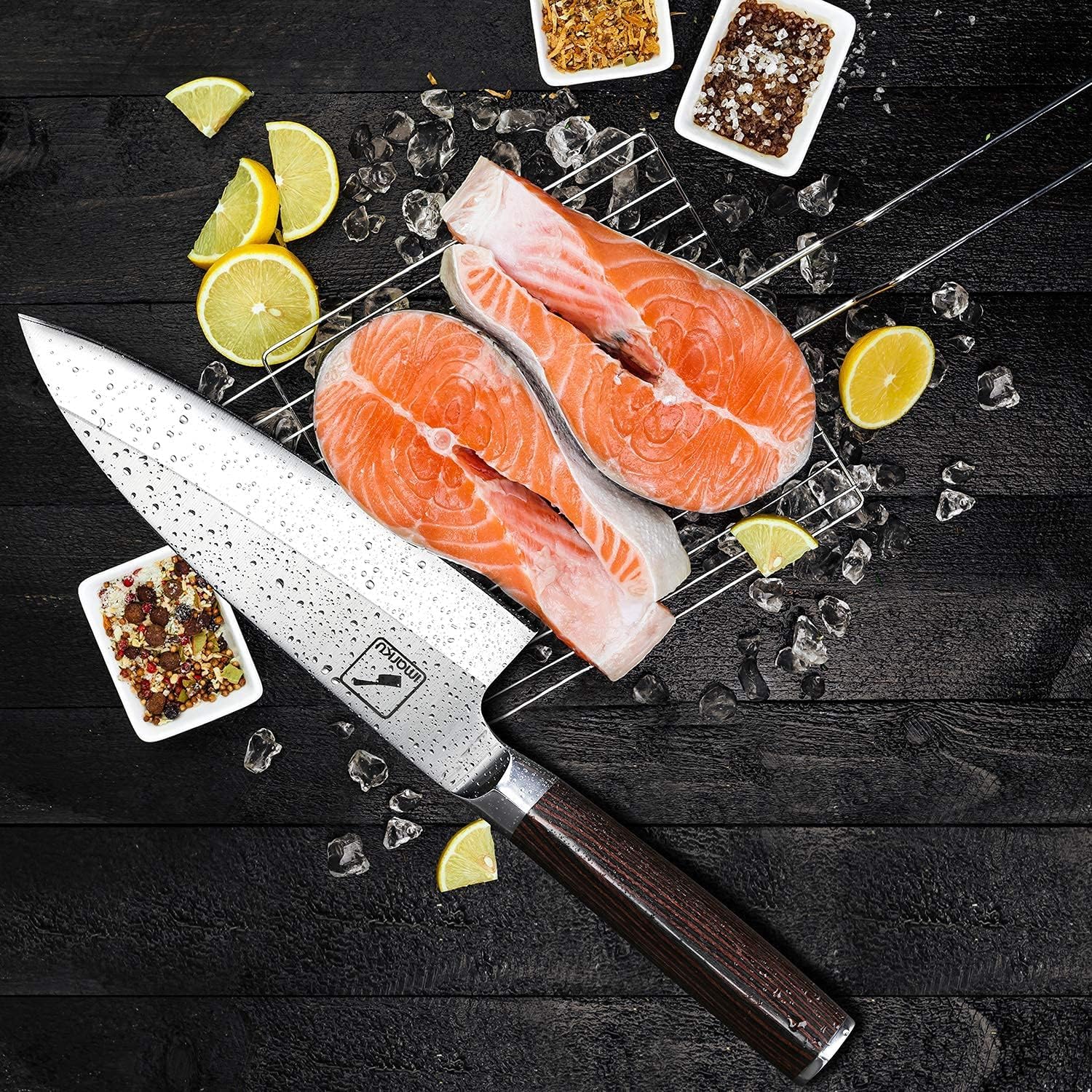 imarku deba knife 7-inch fish head cut visual for efficient bone separation