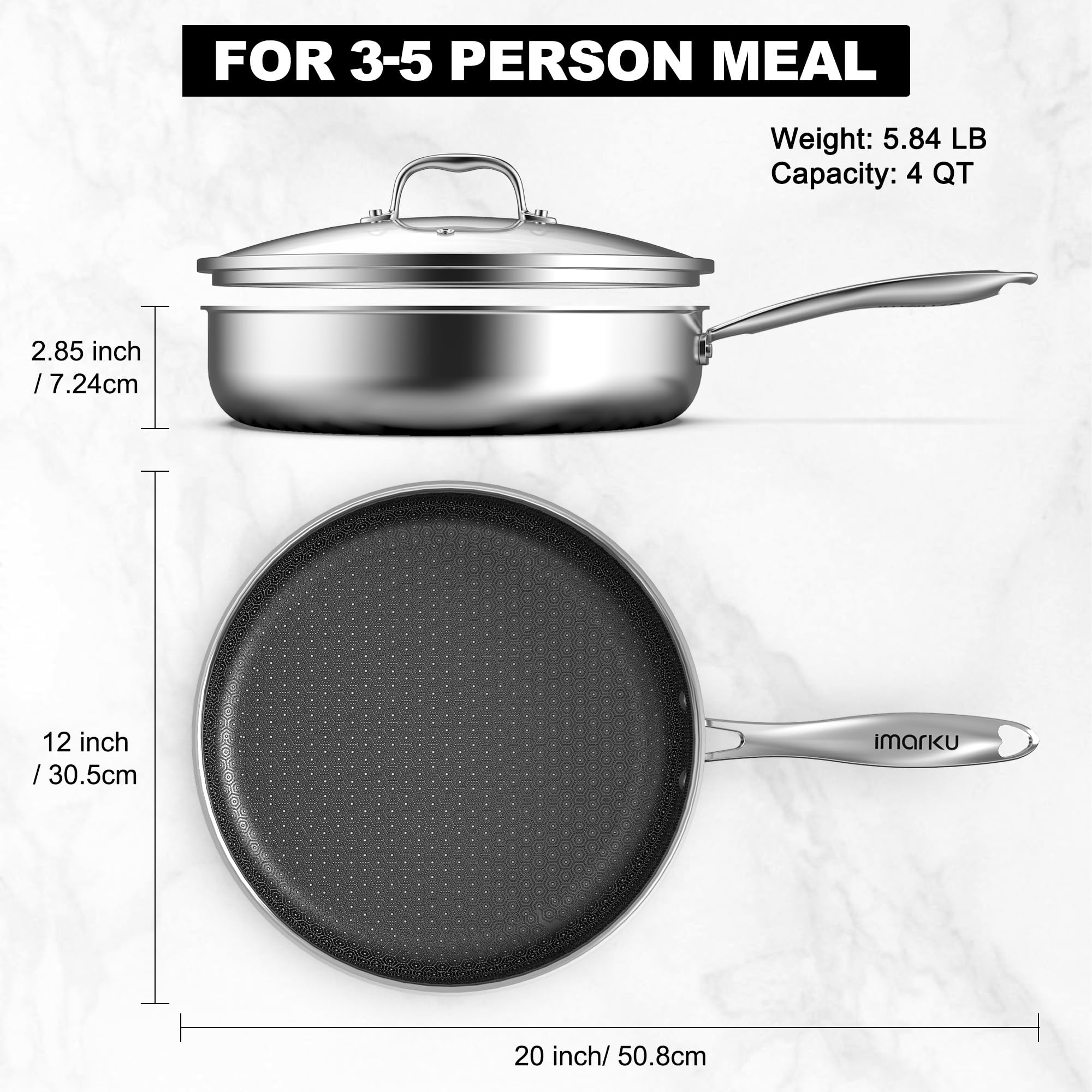 Imarku dishwasher-safe pan simplifies cleanup after meals.