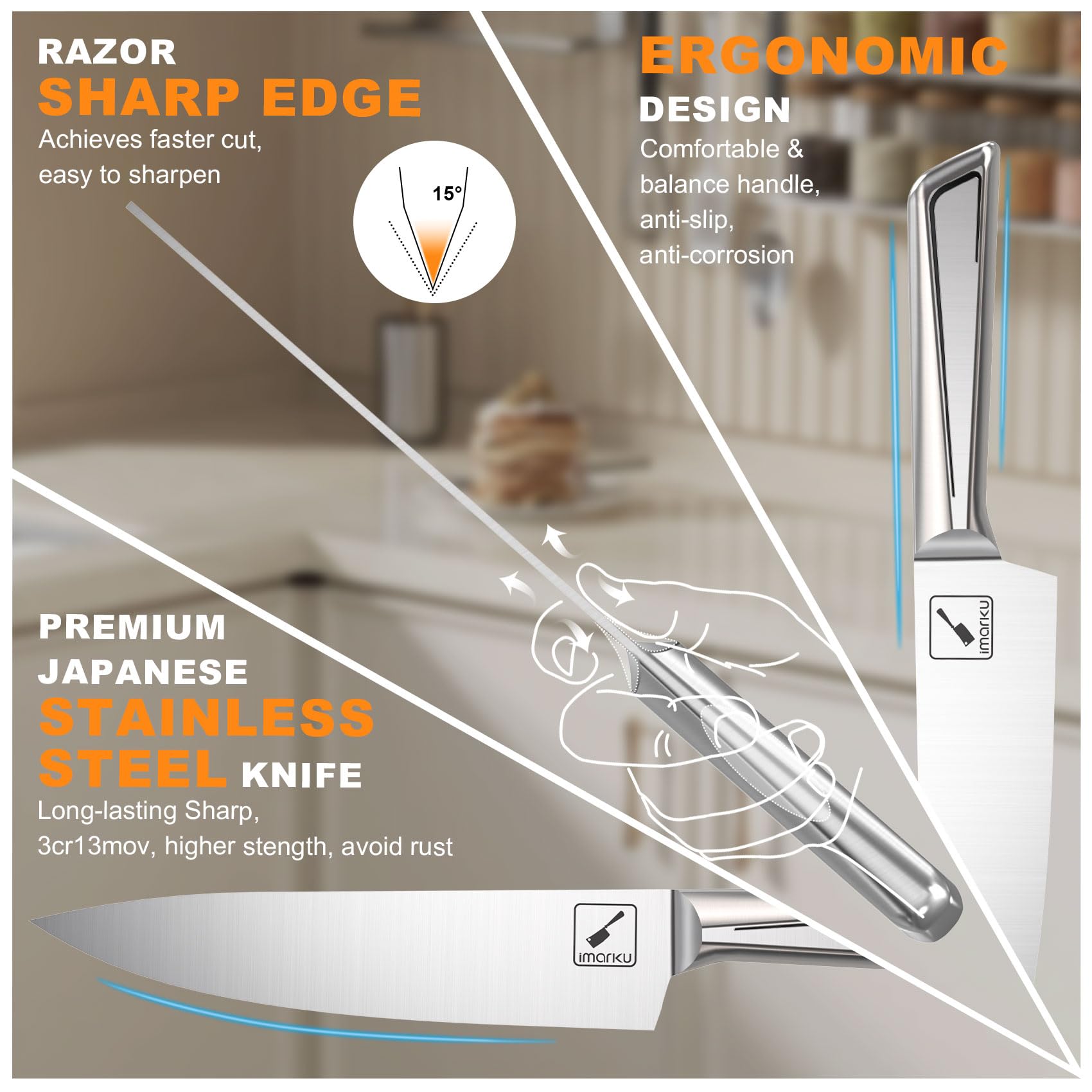 imarku G14 slicing knife 8-inch versatile for variety of foods