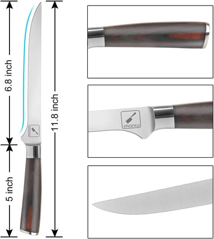Imarku German stainless 6-inch blade shows durability and corrosion resistance.