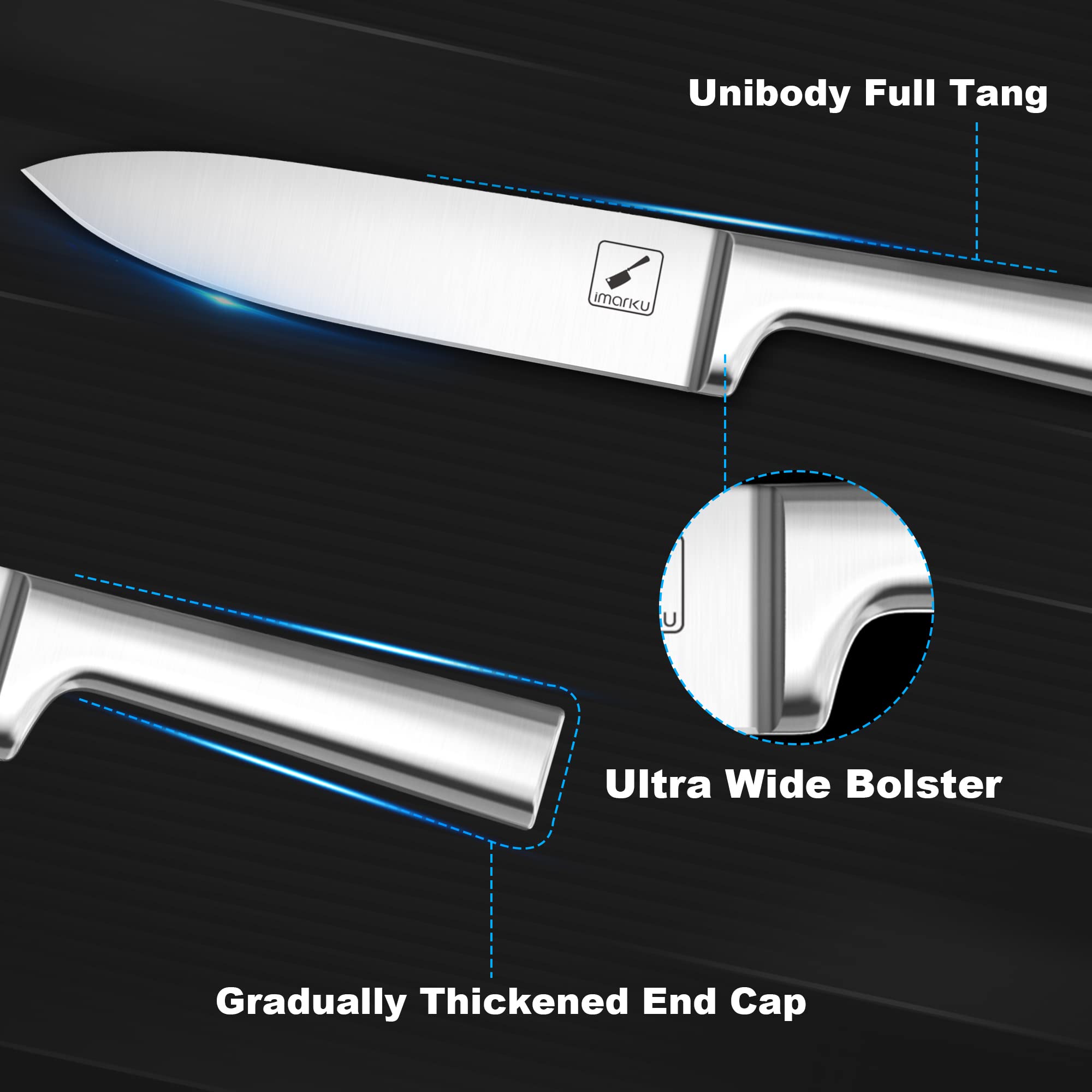 Imarku knife-set bread knife serrated edge enables versatile crust cutting