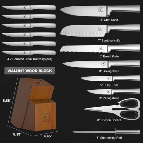 Imarku knife-set chef knife close-up highlights precise slicing