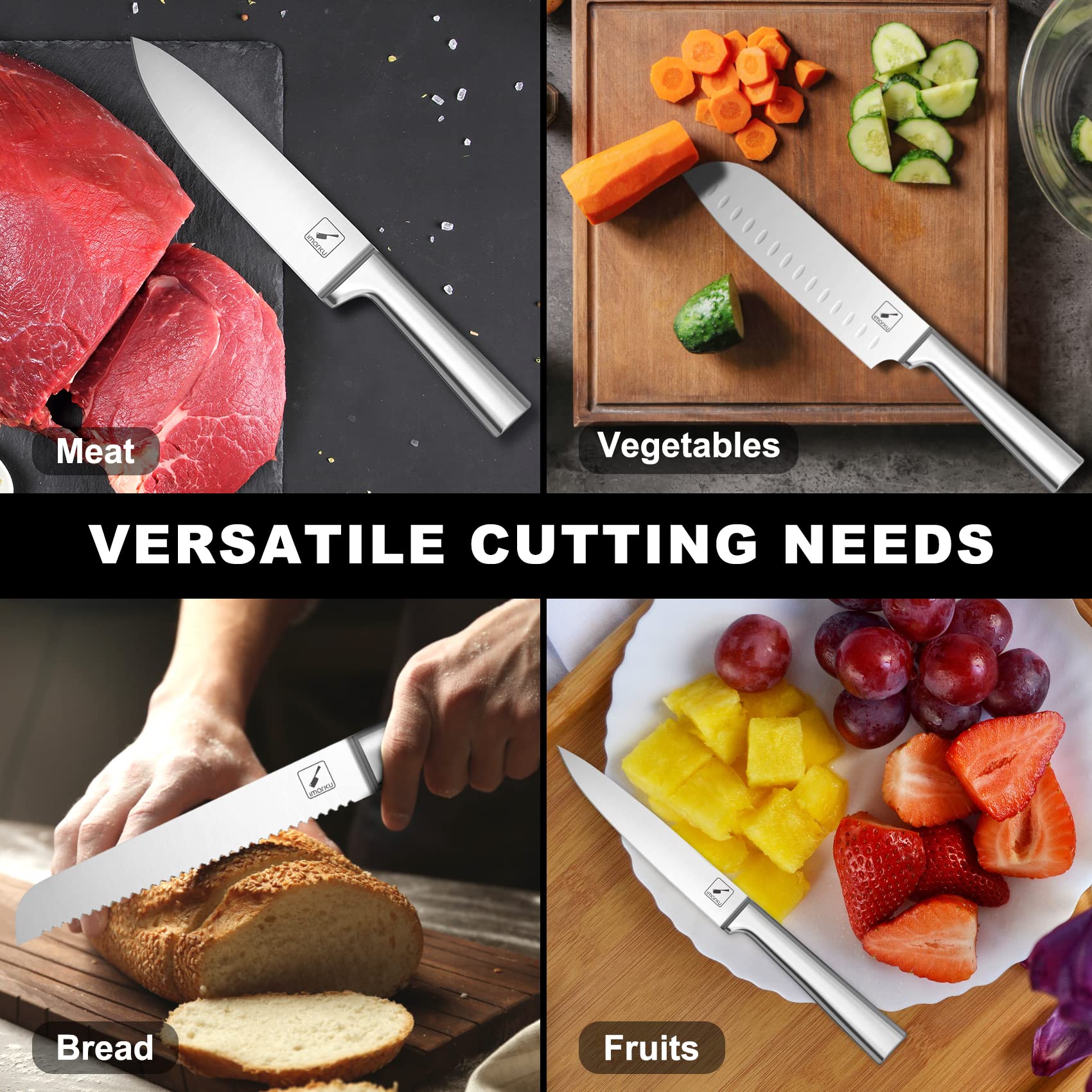 Imarku knife-set paring knife detail for nimble peeling and trimming