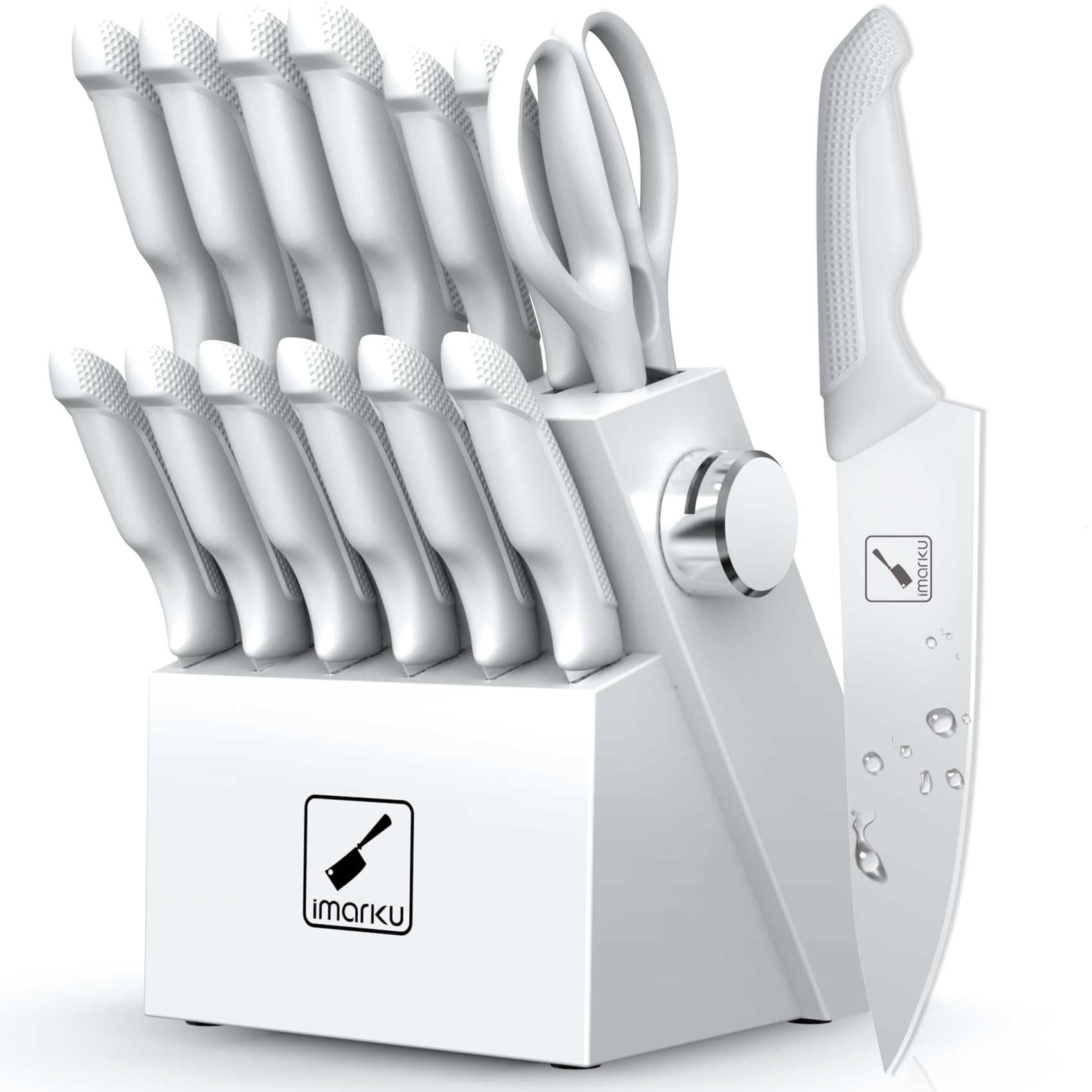 imarku knife set in a wooden block for organized, efficient kitchen prep