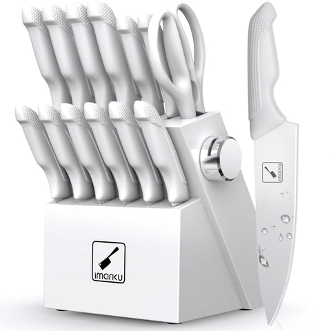 imarku knife set in a wooden block for organized, efficient kitchen prep