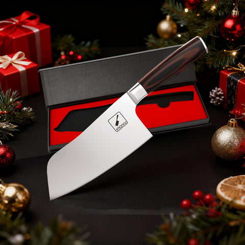 imarku 7-inch meat cleaver stainless steel head shine and corrosion resistance.