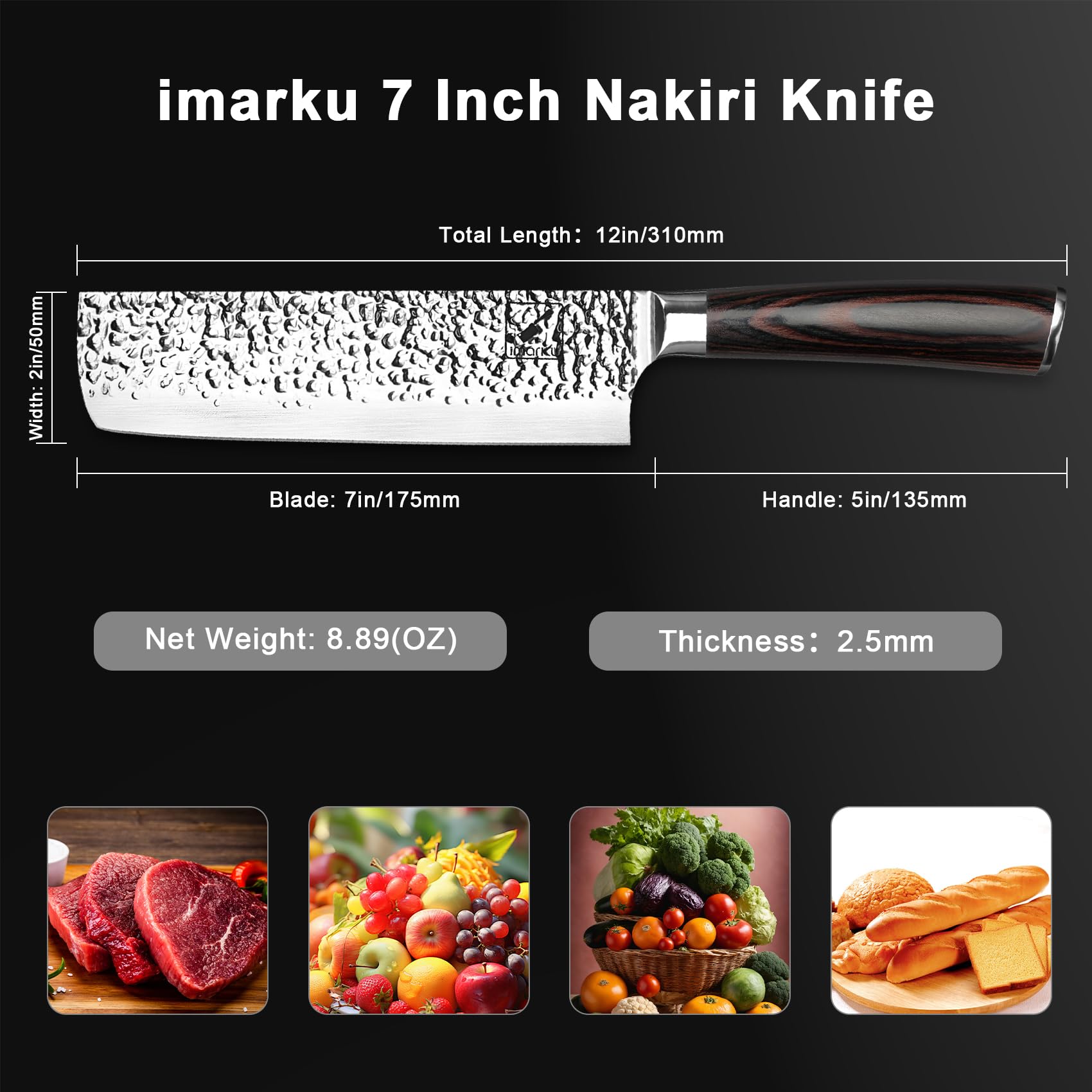 Imarku Nakiri Knife mirror-spine adds a sleek, premium touch.