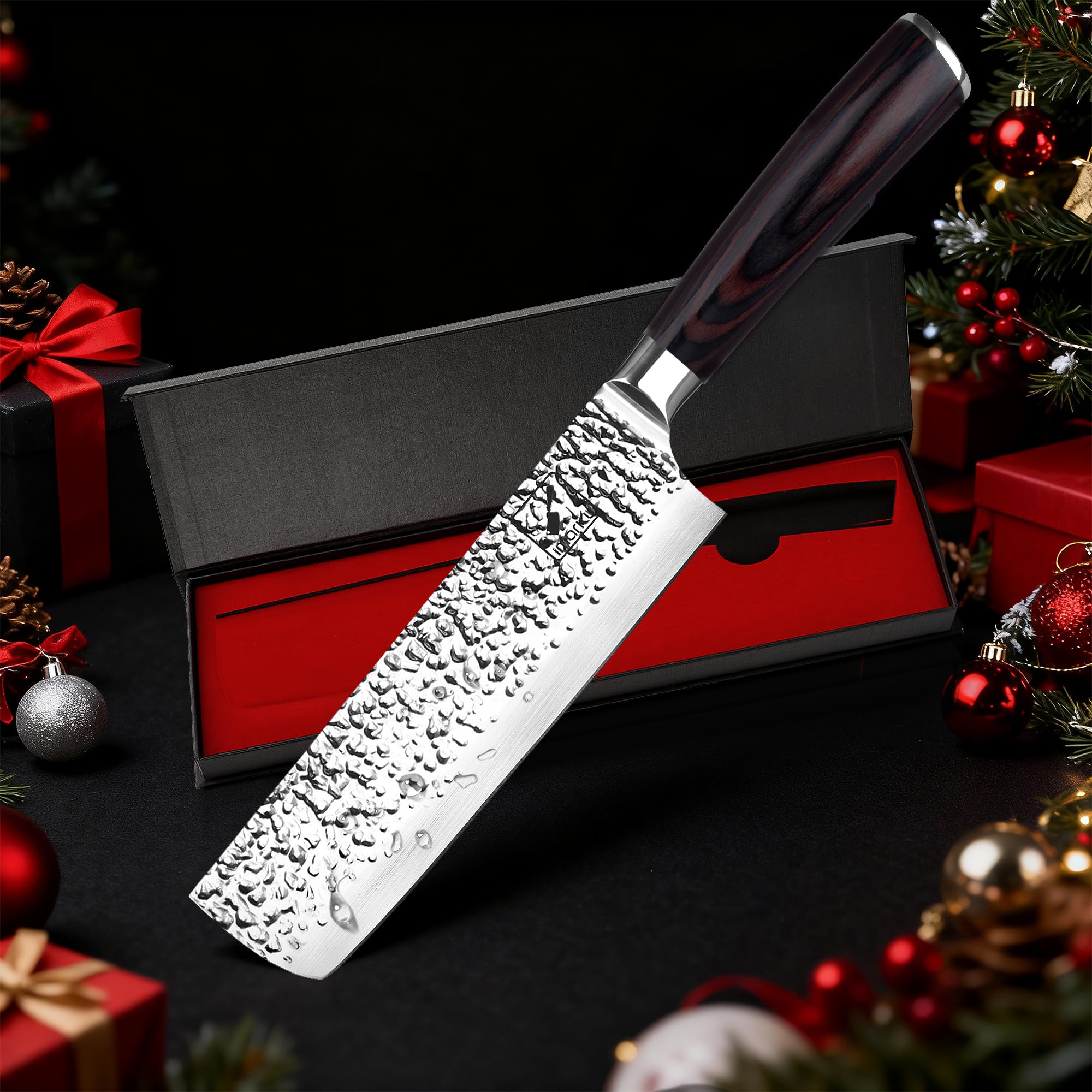 Imarku Nakiri Knife protective sheath aids safe storage.