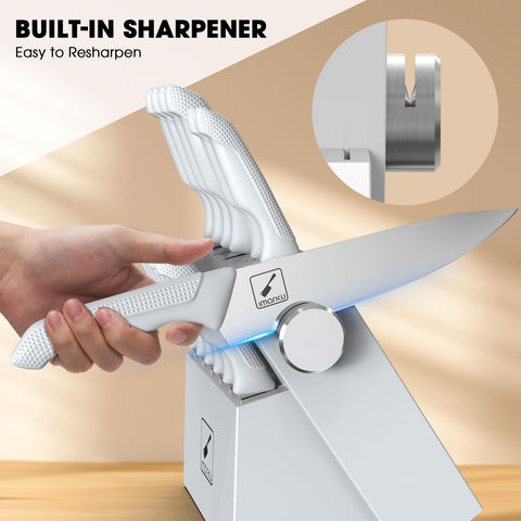 Imarku paring knife close-up, precise edge for peeling and trimming fruits.