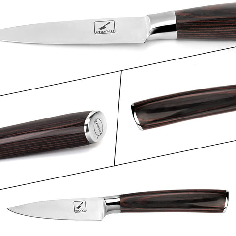 imarku paring knife razor edge at 9-15 degrees for clean cuts.