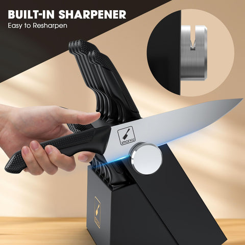 imarku serrated bread knife in action handles crust with clean, even slices