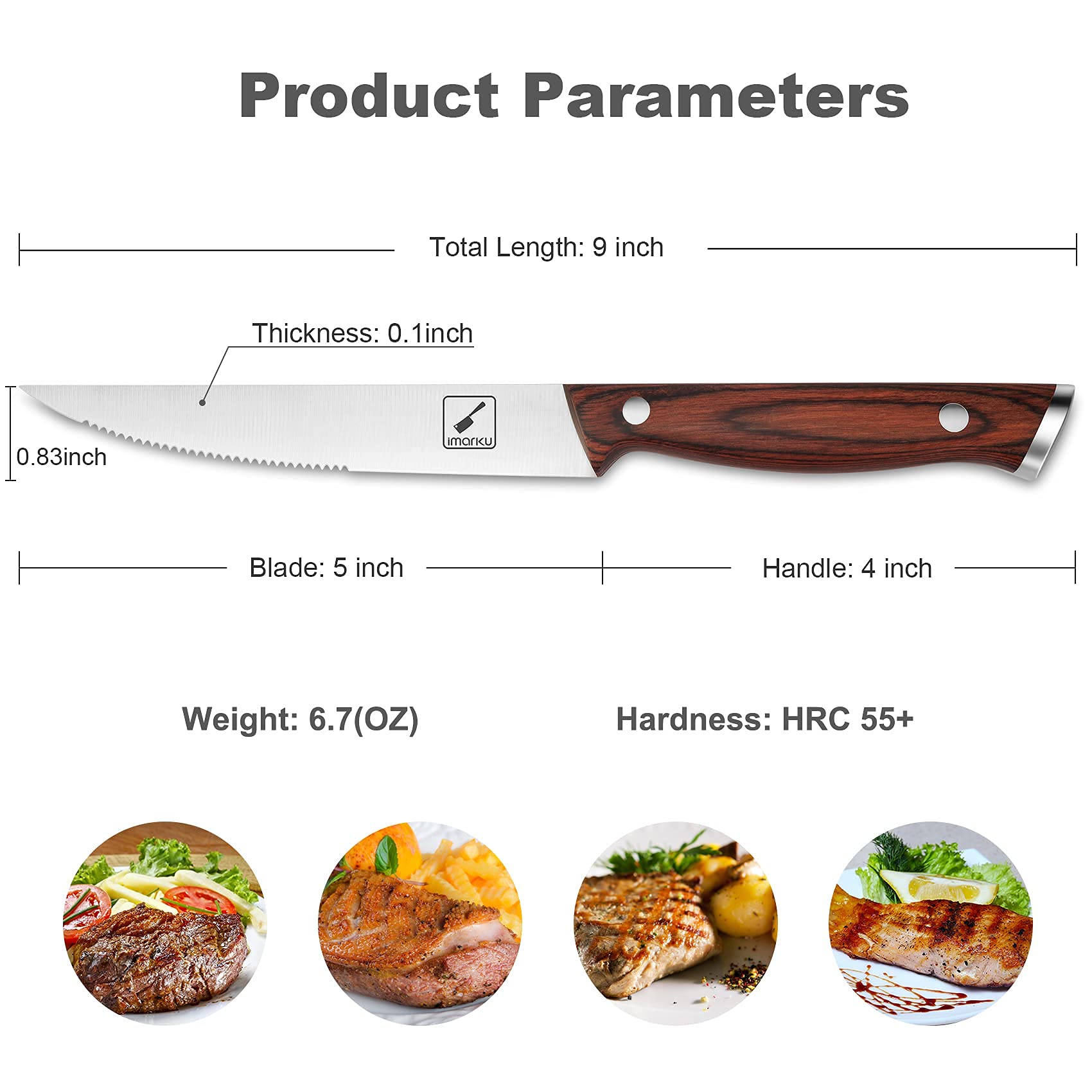 Imarku knives full-tang construction ensures stability and durability during tough slicing.