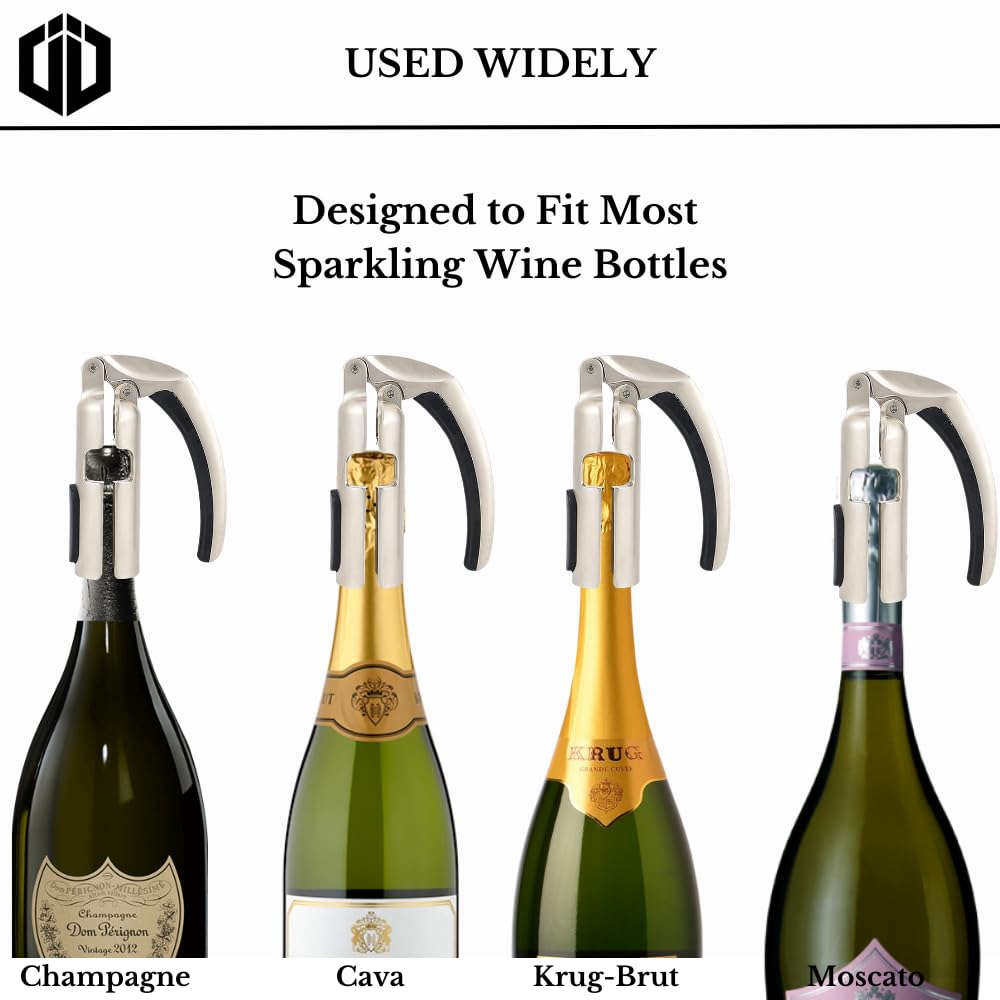 Imbibe & Indulge champagne opener portable design for travel and parties.