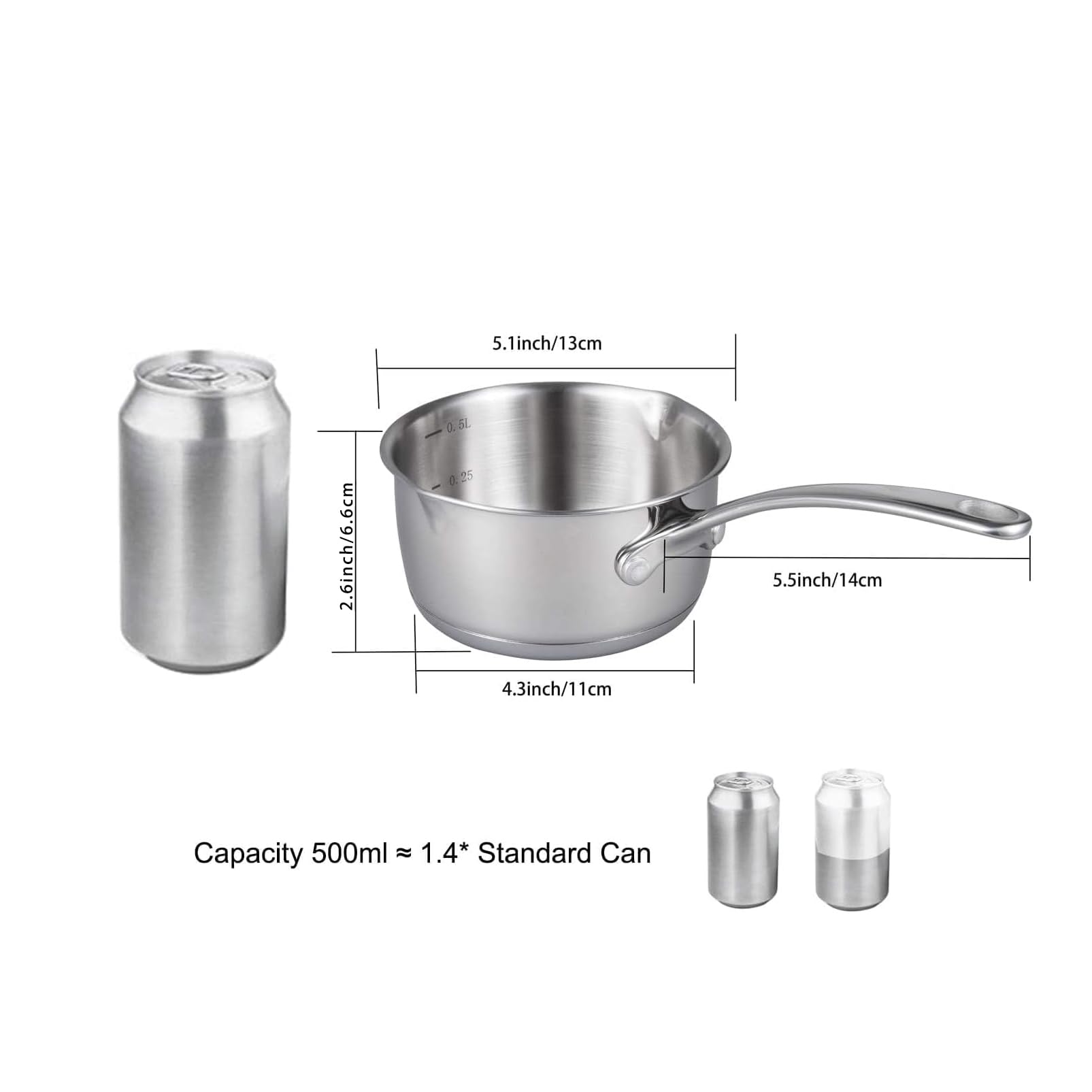 IMEEA 0.5-quart butter warmer with engraved capacity markers