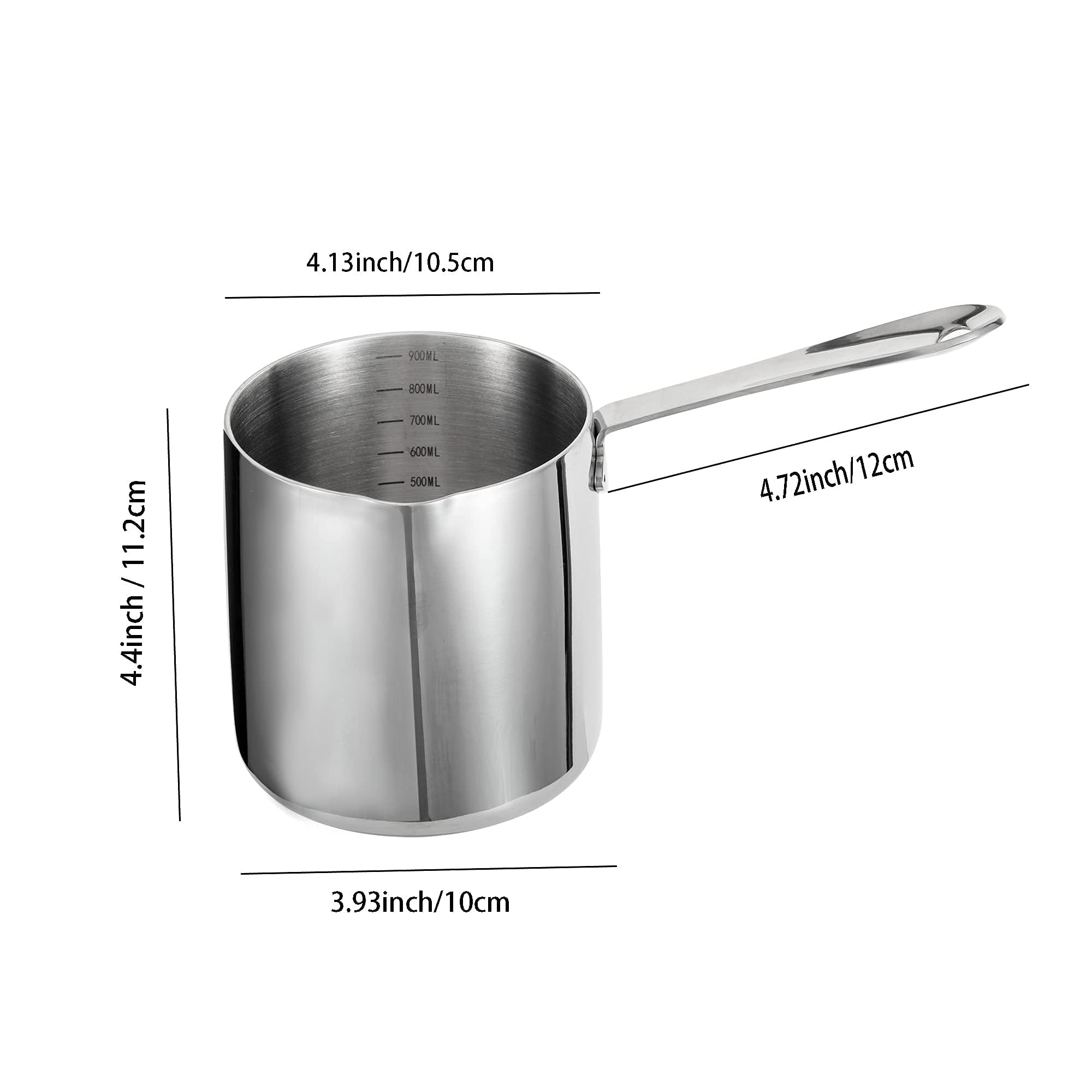 IMEEA Milk Warmer Pot aluminum core cross-section reveals layered construction for even heat.
