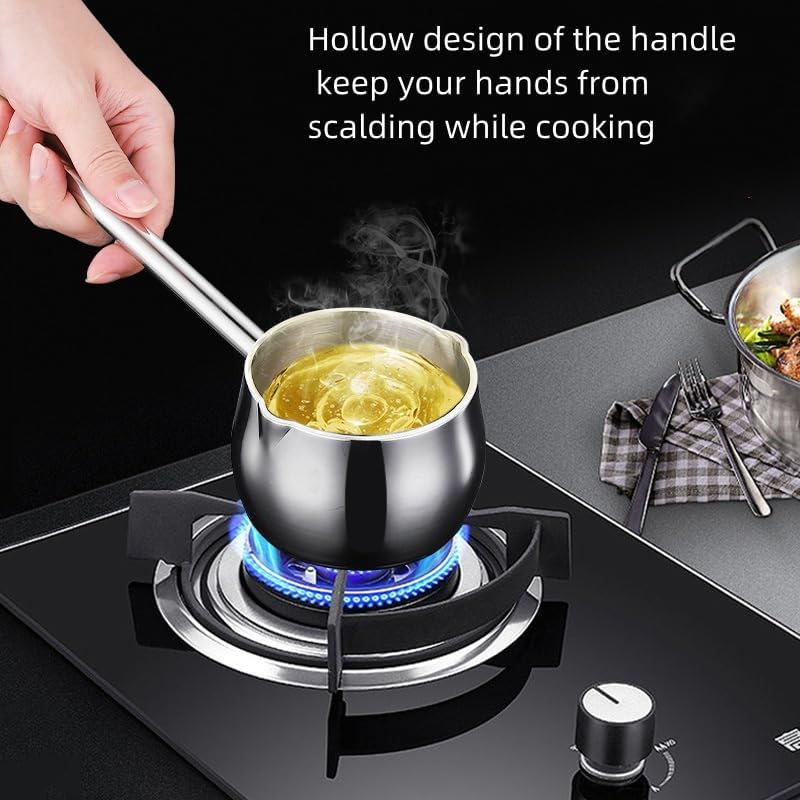 IMEEA mini butter warmer pot on induction stove shows compatibility with magnetic base
