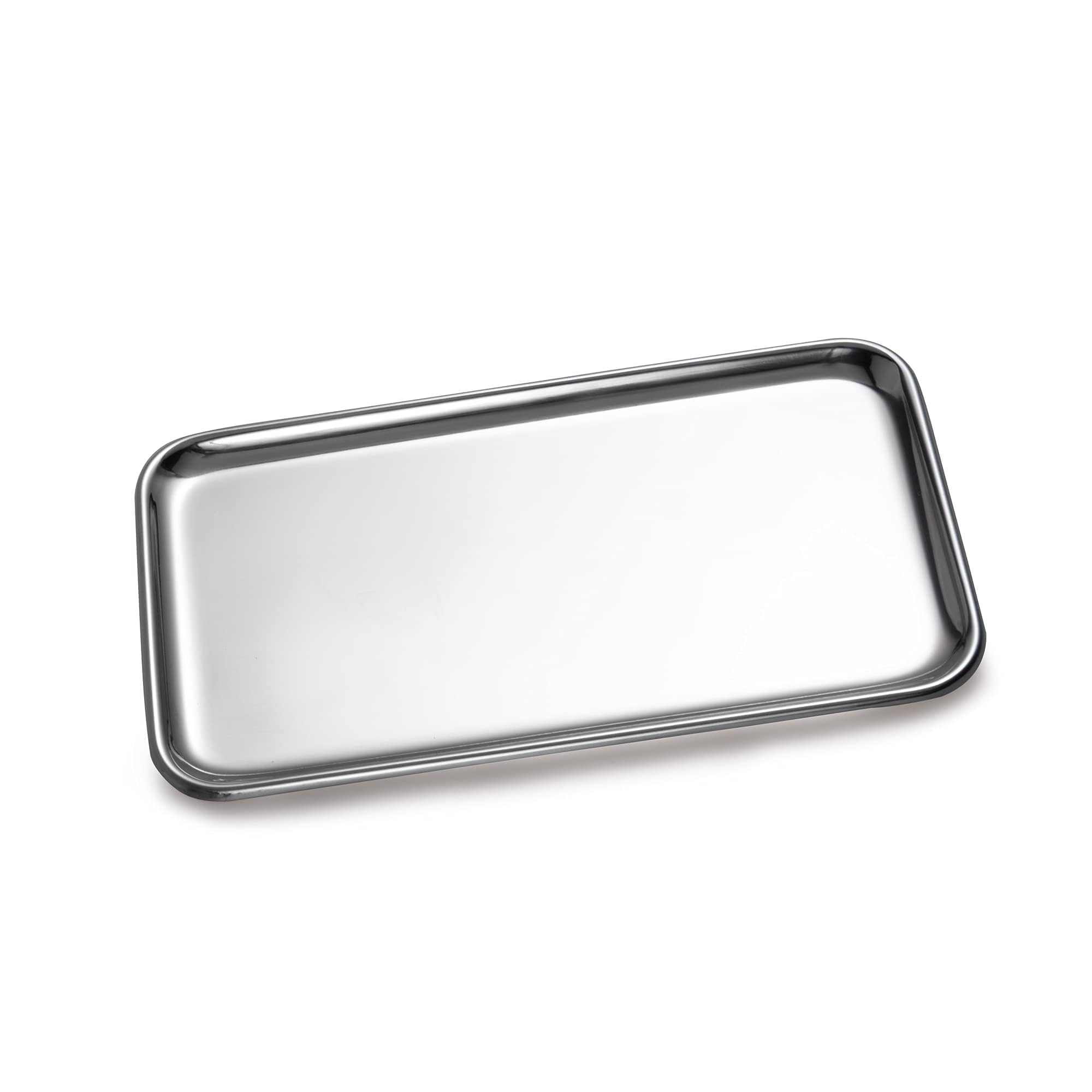 IMEEA small silver tray for bathroom vanity organization with a sleek, durable finish.