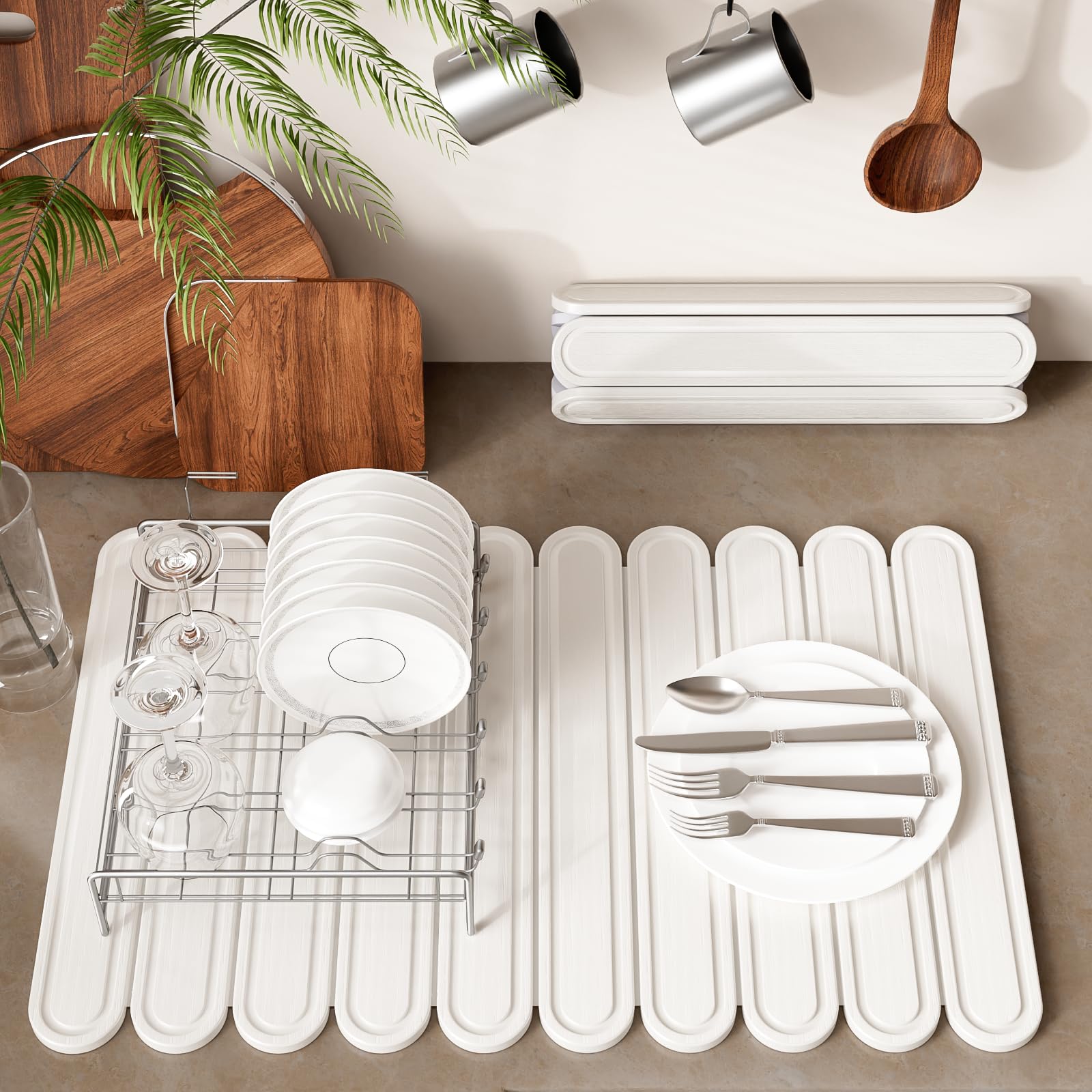Imgrose stone dish drying mat on countertop quickly absorbs water