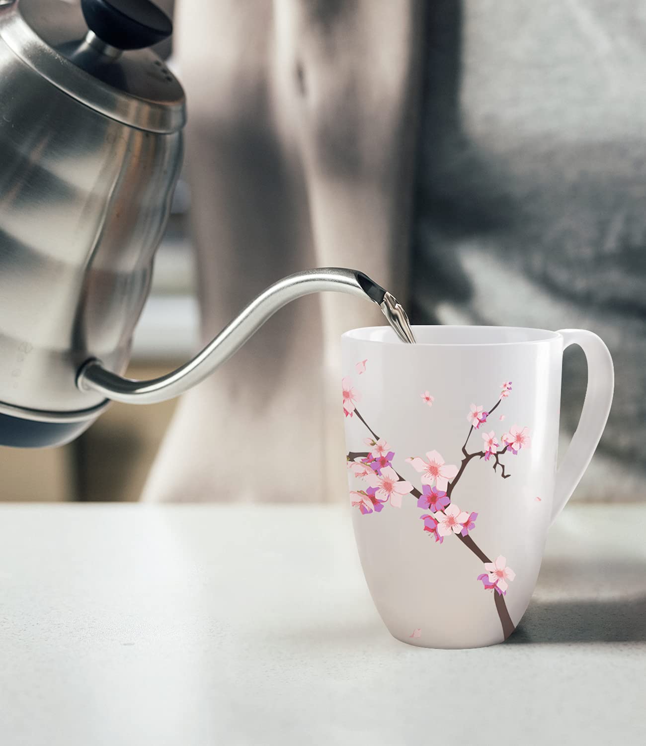 immaculife tea cup ergonomic handle for comfortable, anti-scald grip