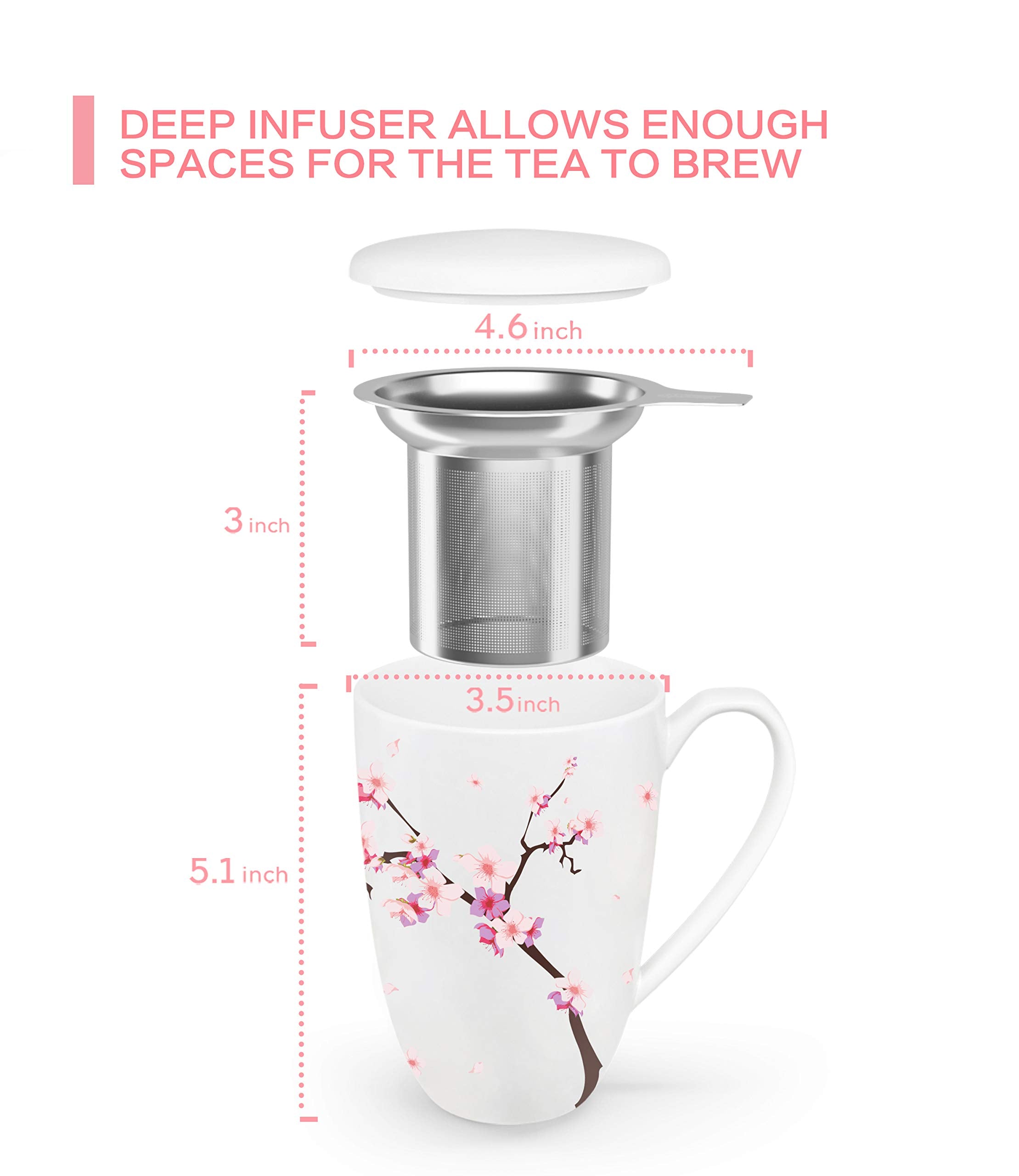 immaculife tea cup with stainless steel infusion mesh for easy brewing