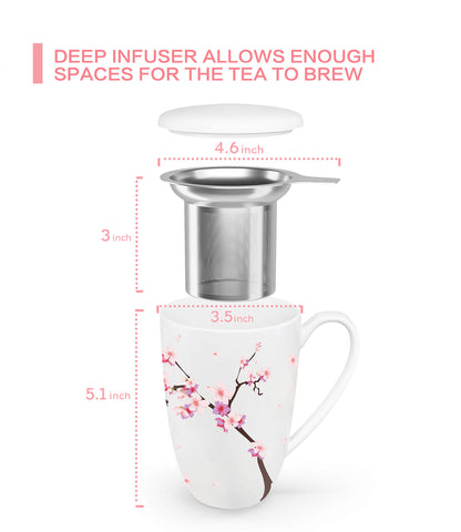 immaculife tea cup with stainless steel infusion mesh for easy brewing