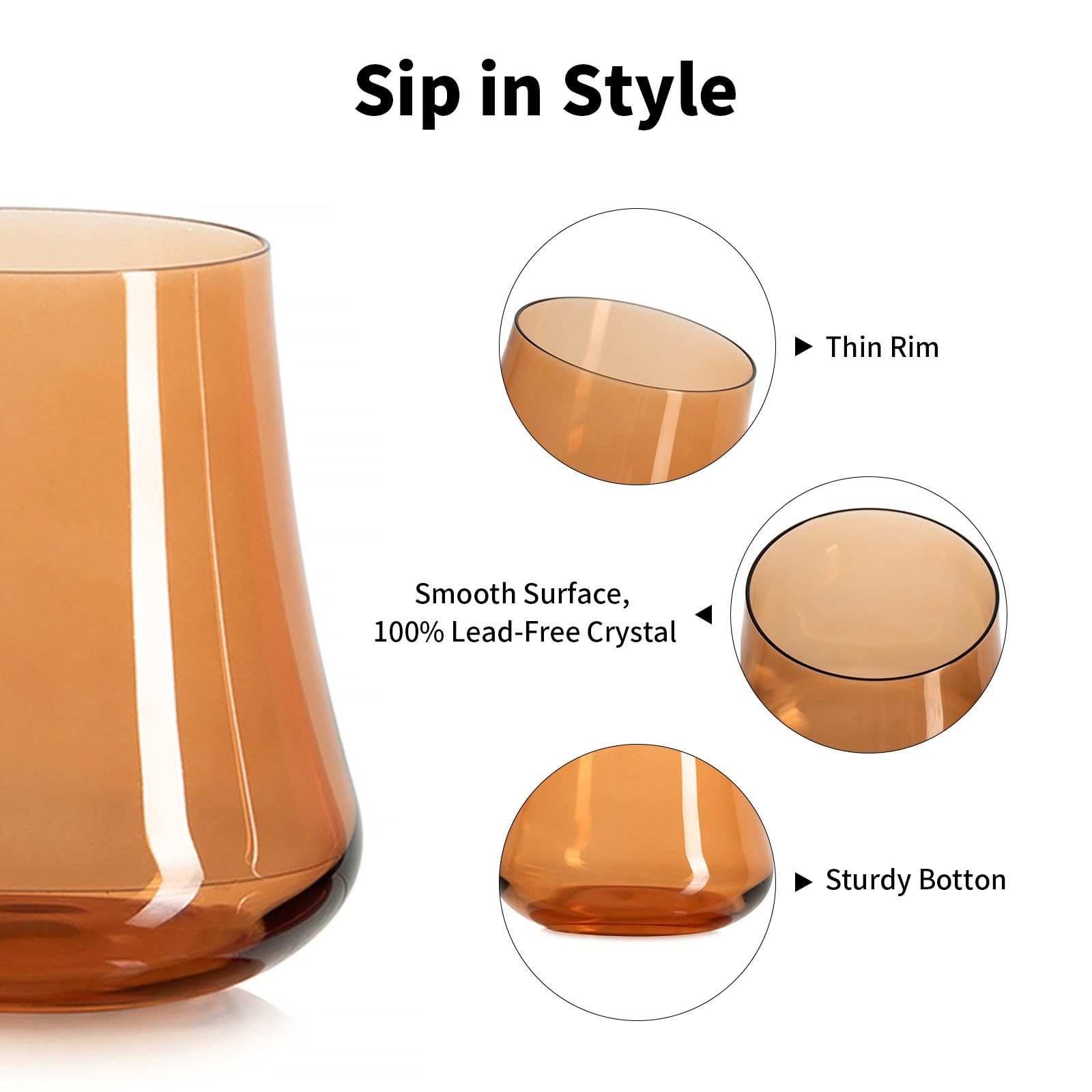 Imourari ergonomic stemless base reduces spills during gatherings.