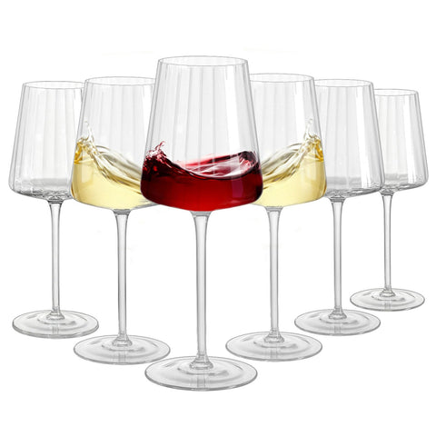Imourari ribbed wine glasses versatile for formal dinners or casual evenings