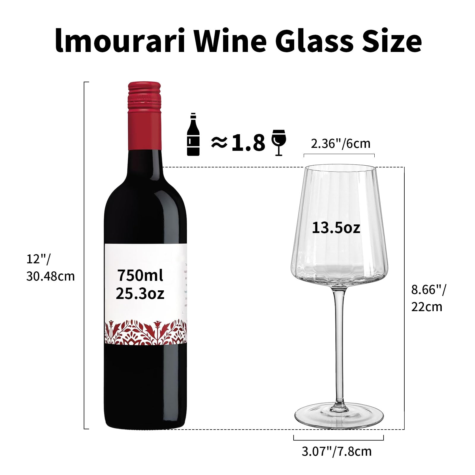 Imourari ribbed wine glasses long stem for secure grip and refined table presence