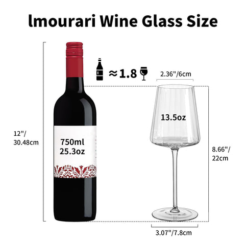 Imourari ribbed wine glasses long stem for secure grip and refined table presence