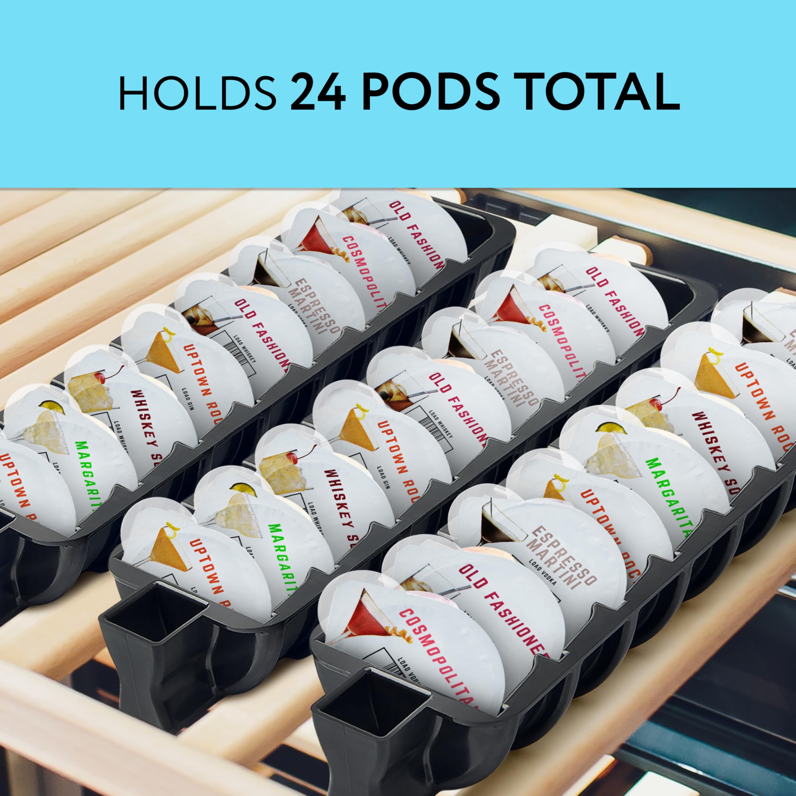 Impresa Pod Organizer showing Bartesian compatibility for streamlined drink prep.