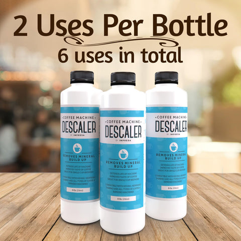 IMPRESA descaler pouring into coffee maker demonstrating easy use.