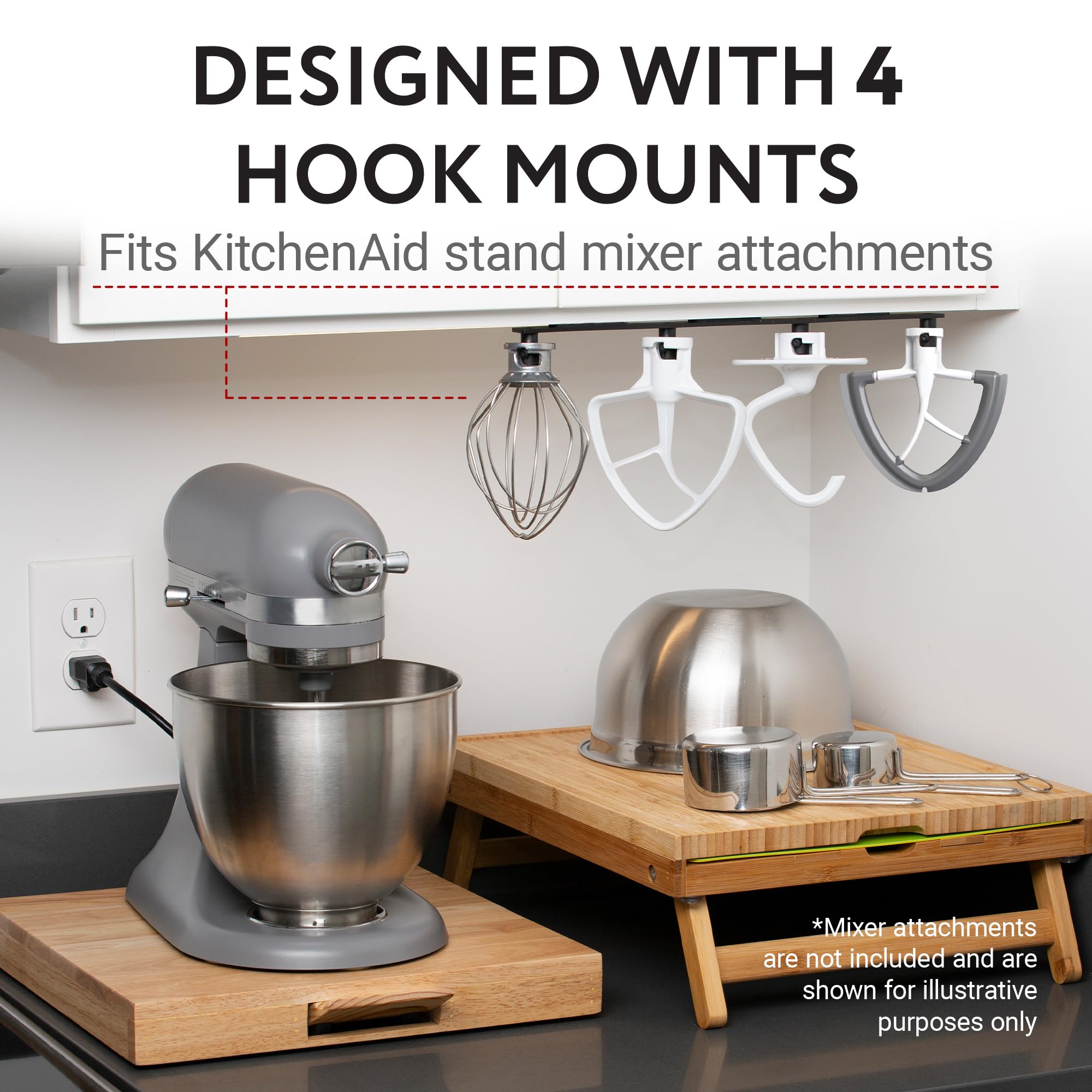 IMPRESA Mixer Attachment Holder organizes tools in a compact rust-resistant design.