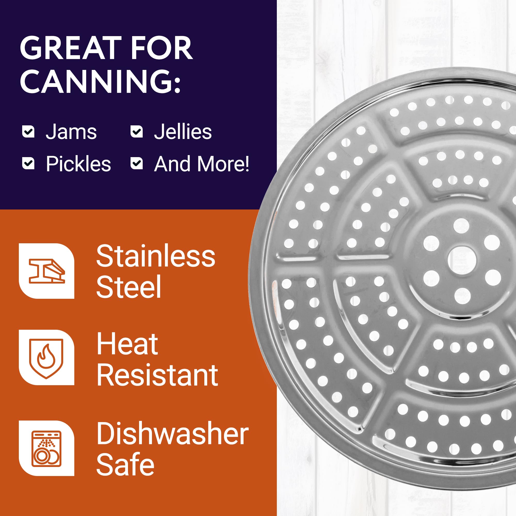 IMPRESA 11-inch rack ensures proper fit in large pressure canners.