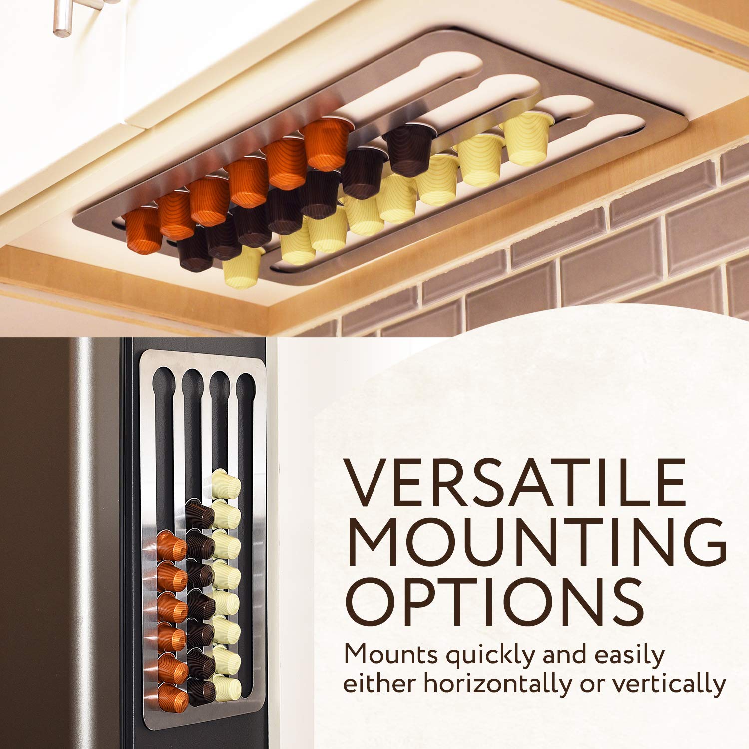 IMPRESA under-cabinet storage keeps pods visible and reachable