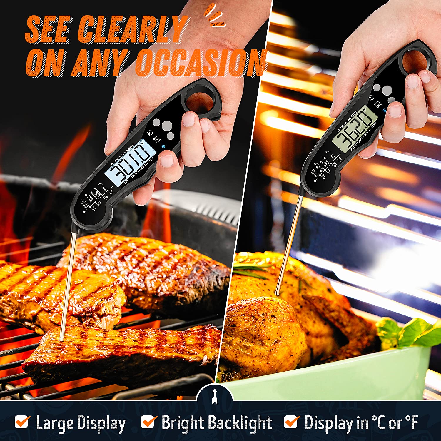 ImSaferell backlit screen aids reading in dim kitchens or outdoors