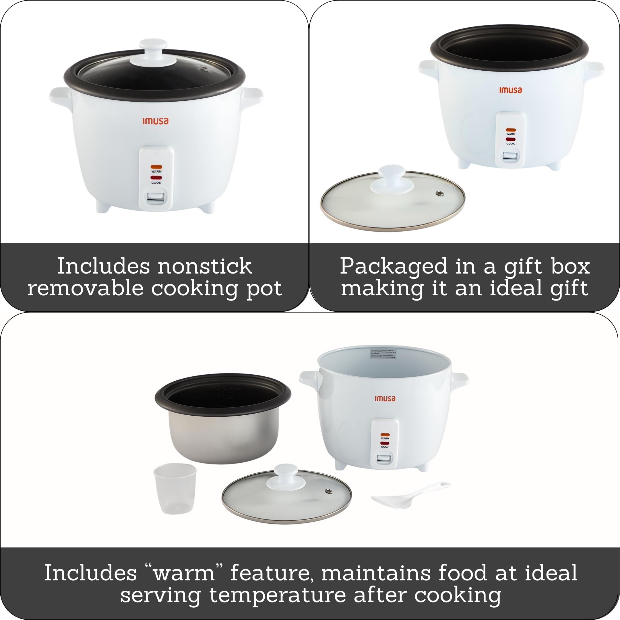 Imusa glass lid view monitoring rice as it cooks