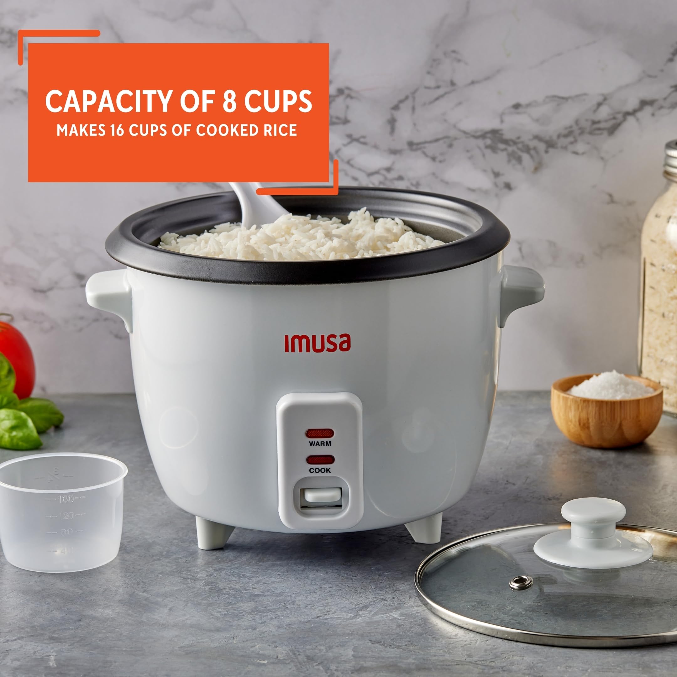 Imusa warming feature keeps rice warm for serving later
