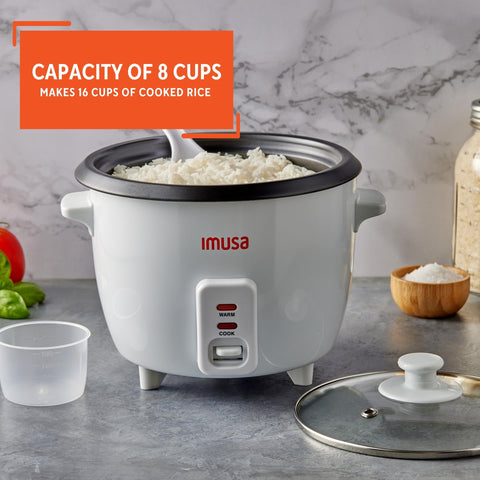 Imusa warming feature keeps rice warm for serving later