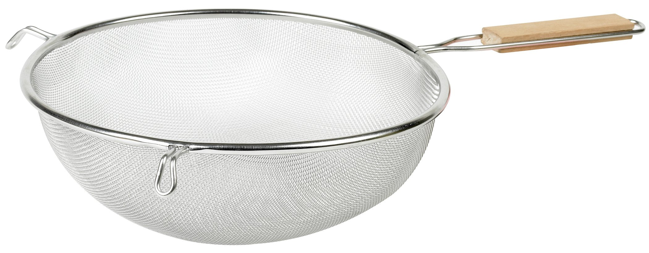 Imusa strainer with wood handle for easy, safe draining of hot pasta