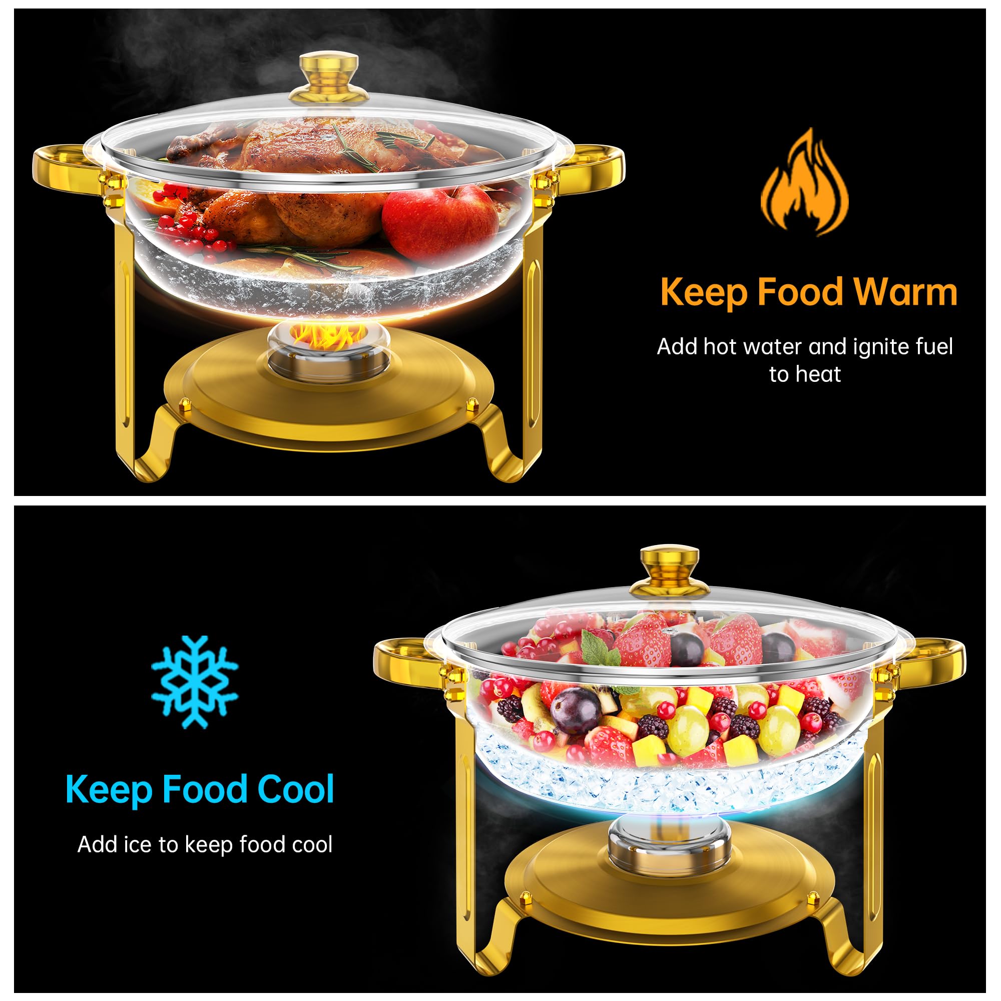 Internal vapor circulation system of IMXSUMDA chafing dish ensures even heating.
