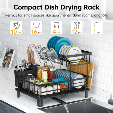 IMXSUMDA dish drying rack top-detachable, flexible storage for small kitchens.