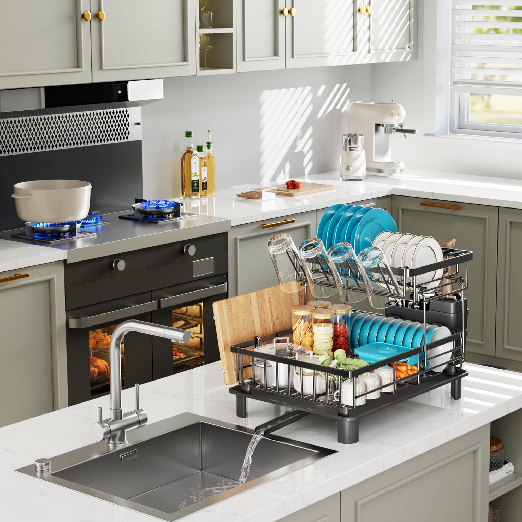 IMXSUMDA dish drying rack dorm-apartment-friendly, compact, organized counter solution.