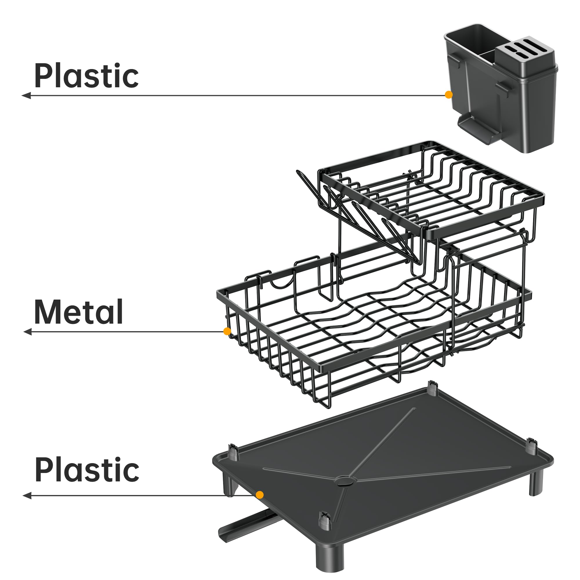 IMXSUMDA dish drying rack space-saving-design fits on small counters.