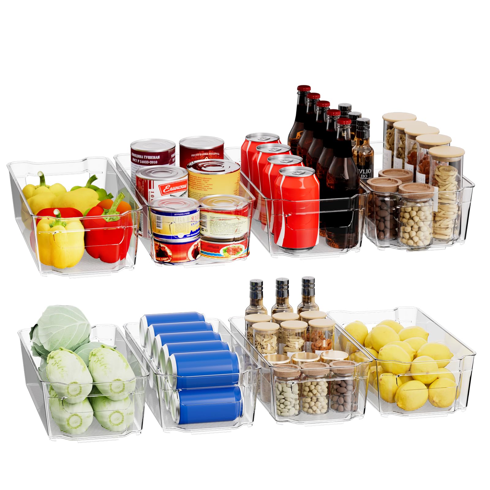 Incostar clear fridge organizer bin with handle for easy access