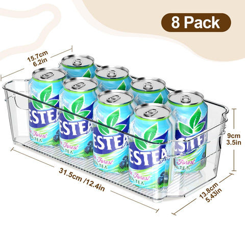 Incostar clear fridge organizer bin used in freezer for compact stacking