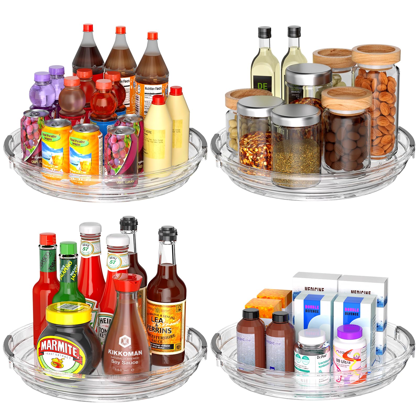 Incostar clear lazy susan 9-25 inch top view for compact counter storage.