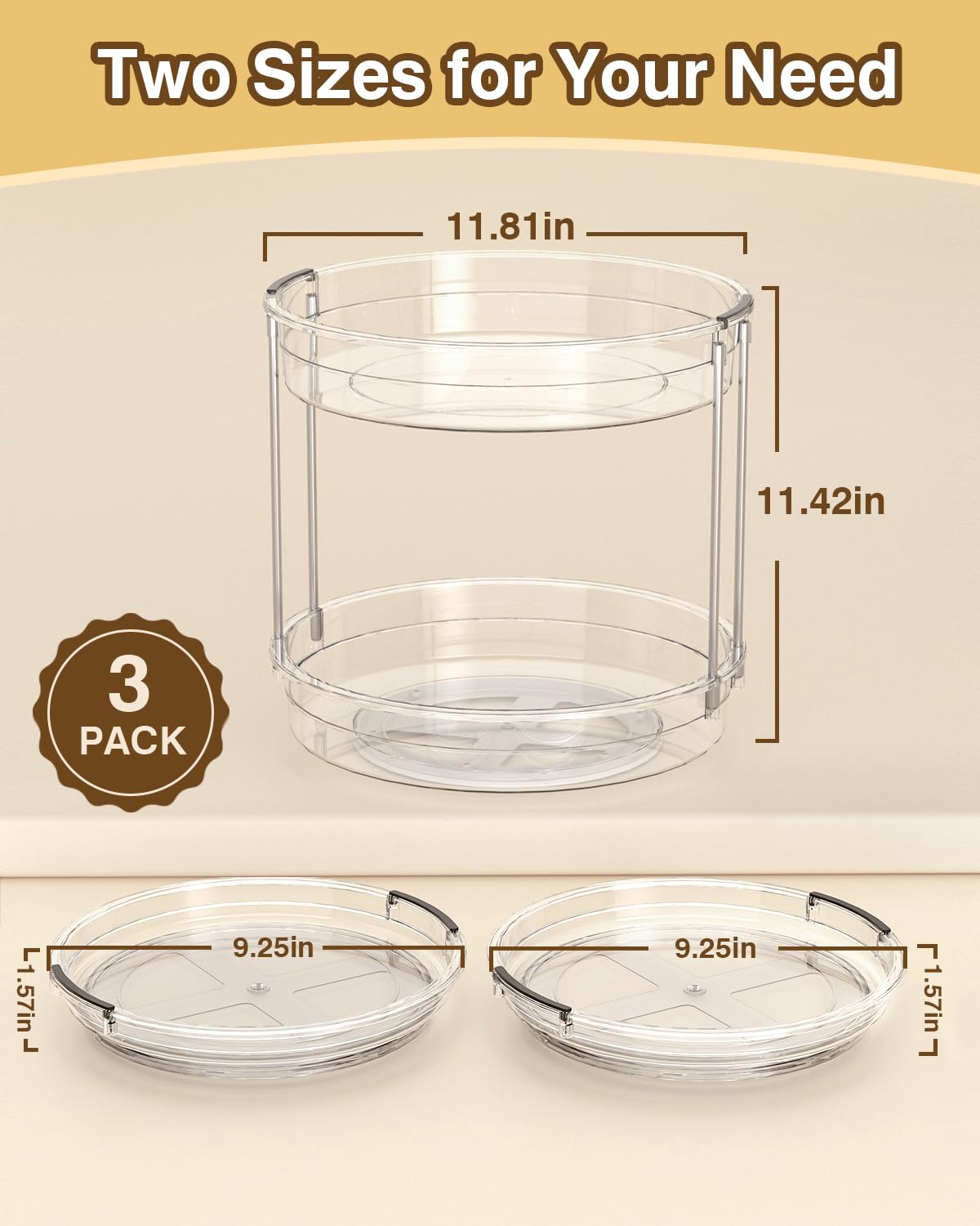 Incostar 9.25-inch lazy susan side view for corner cabinet access