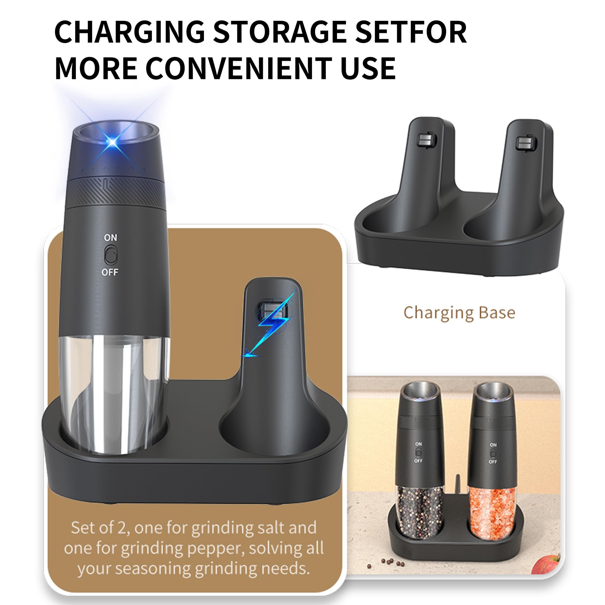 Indelala gravity electric grinder USB-C charging provides quick, eco-friendly power.