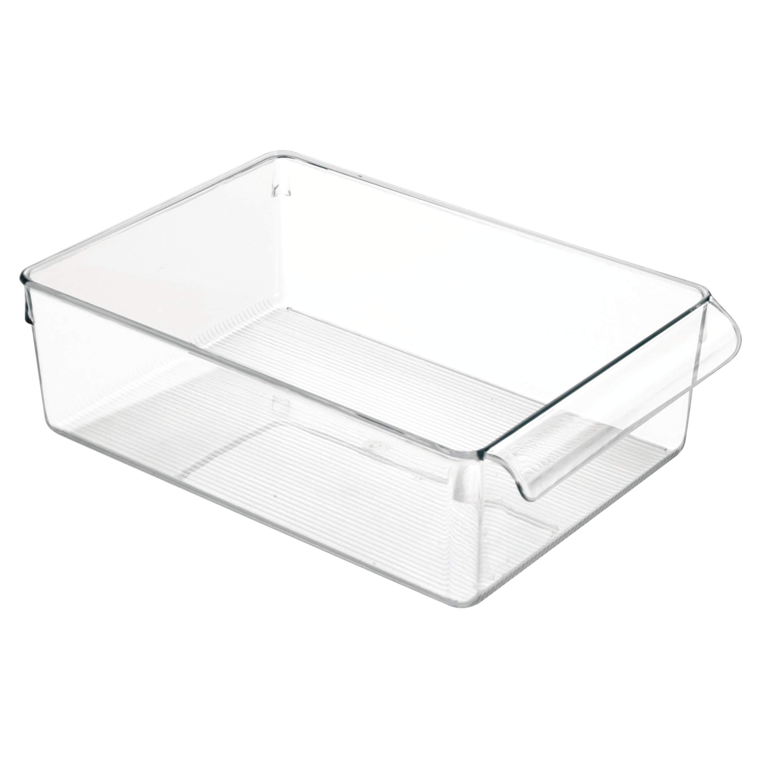 InterDesign Linus fridge bin with handle for quick, organized fridge access.
